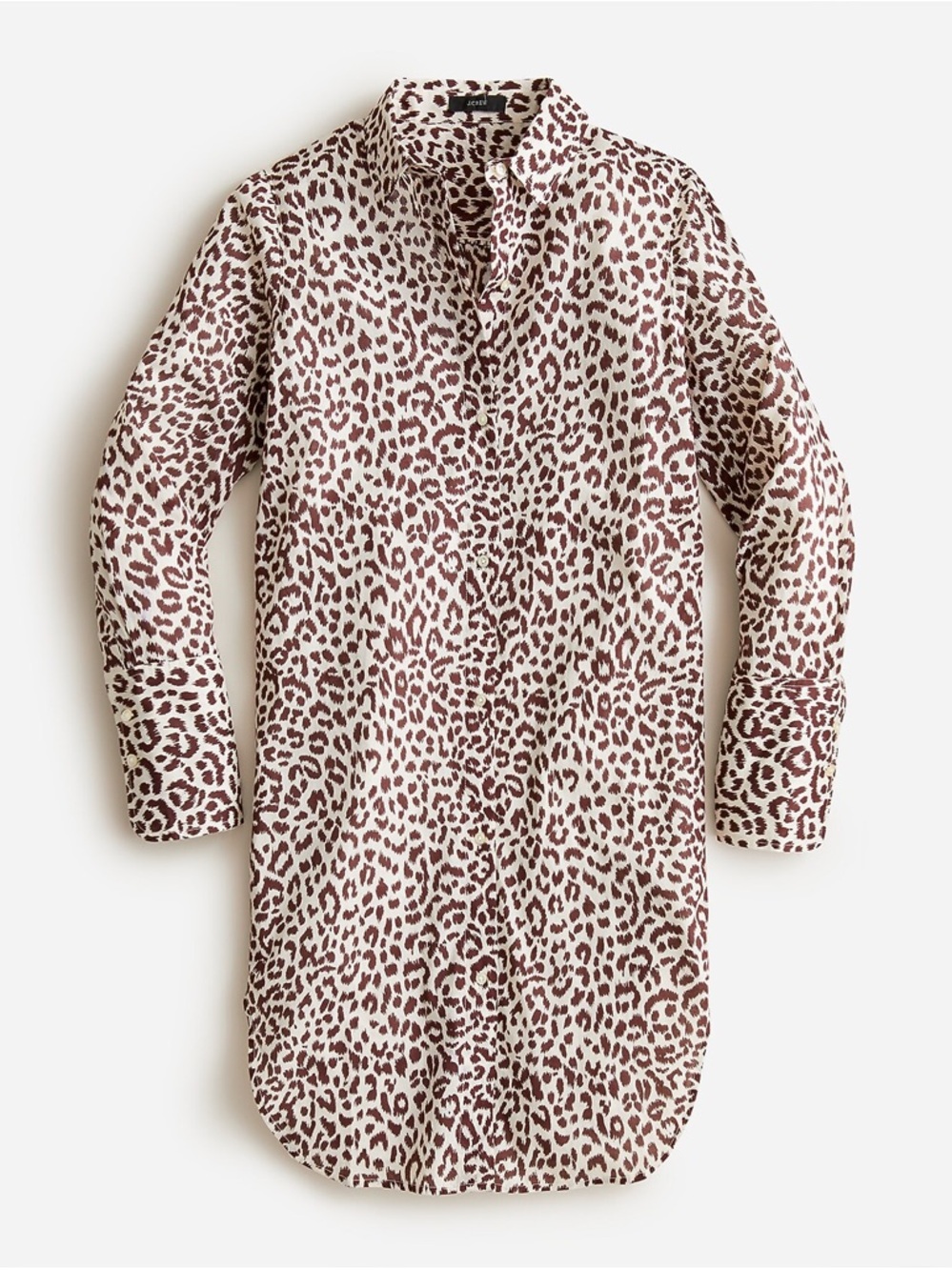 J. Crew Cotton Voile Beach Shirt Leopard Animal Print Button Down Size Medium